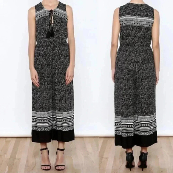 MINKPINK Jumpsuit Nordstrom Aurora Jumpsuit Black Printed Crop Wide Leg XS - Picture 3 of 16